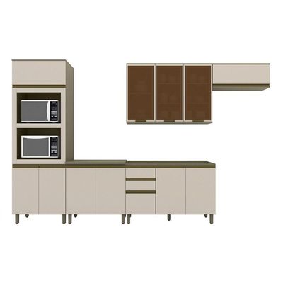 Cozinha Completa 6 Peças Com Aéreo De Vidro Lora Casa 812 Duna Com Cristal