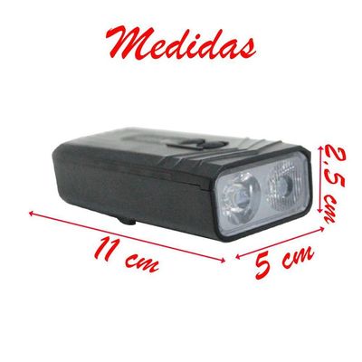 Farol Lanterna Led Recarregável 2 Leds Para Bicicleta