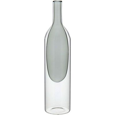 Vaso Decorativo Enfeite Casa Garrafa Vidro 29x7x7cm Cinza