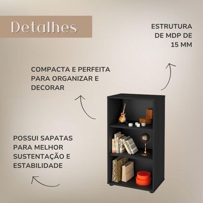 Estante Compacta Clean 80cm Preto
