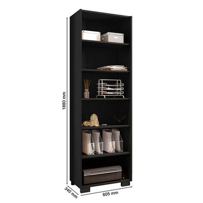 Kit Livreiro 2 Portas Pequenas Livreiro 5 Prateleiras Office Preto