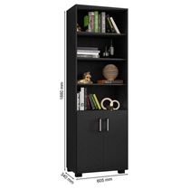 Kit Livreiro 2 Portas Pequenas Livreiro 5 Prateleiras Office Preto