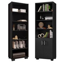 Kit Livreiro 2 Portas Pequenas Livreiro 5 Prateleiras Office Preto
