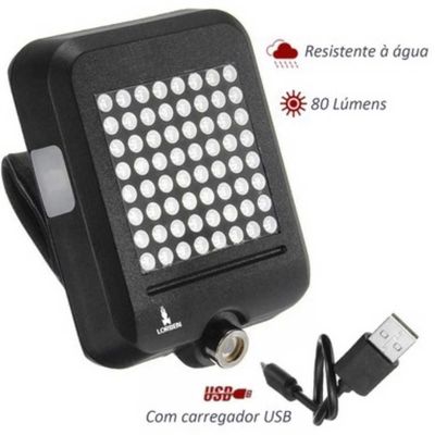 Lanterna Bicicleta Traseira Seta Luz Usb 64 Leds 873 Lorben