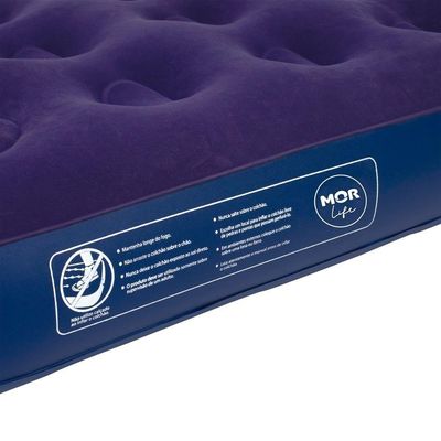 Colchão Inflável Solteiro Com Inflador Acoplado Multiuso Mor