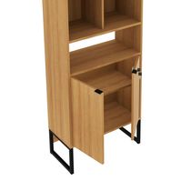 Armário Me4155 2 Portas, Mdp Tecnomobili Amendoa/Preto Amendoa/Preto