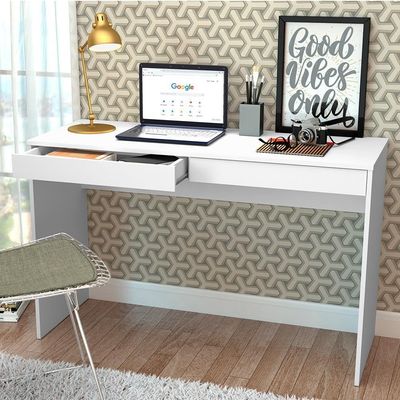 Escrivaninha Madri Para Computador 2 Gavetas B35 Branco Novam Branco