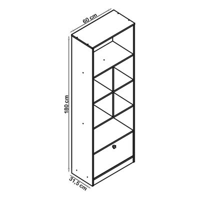 Estante Livreiro 1 Porta Basculante E 6 Nichos B37 Mell Preto Novam Mell