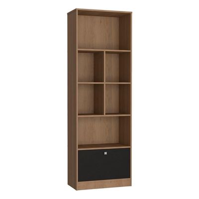Estante Livreiro 1 Porta Basculante E 6 Nichos B37 Mell Preto Novam Mell