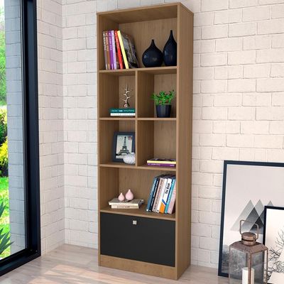 Estante Livreiro 1 Porta Basculante E 6 Nichos B37 Mell Preto Novam Mell