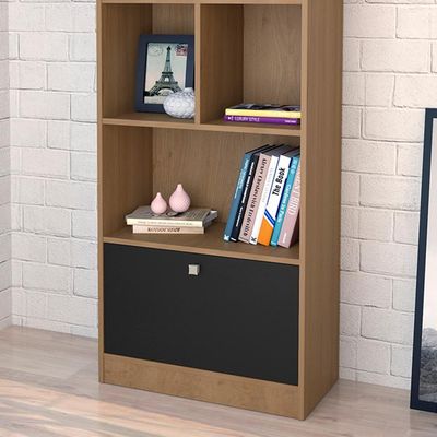 Estante Livreiro 1 Porta Basculante E 6 Nichos B37 Mell Preto Novam Mell