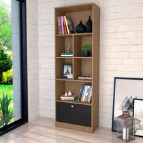 Estante Livreiro 1 Porta Basculante E 6 Nichos B37 Mell Preto Novam Mell