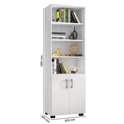 Kit Livreiro 2 Portas Pequenas Livreiro 5 Prateleiras Office Branco