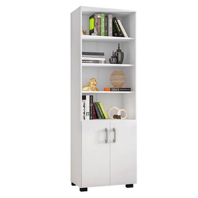Kit Livreiro 2 Portas Pequenas Livreiro 5 Prateleiras Office Branco
