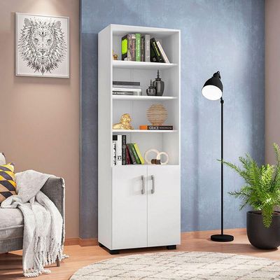 Kit Livreiro 2 Portas Pequenas Livreiro 5 Prateleiras Office Branco