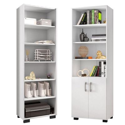Kit Livreiro 2 Portas Pequenas Livreiro 5 Prateleiras Office Branco