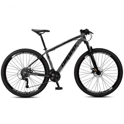 Bicicleta Aro 29 Dropp Sw 24 Vel Câmbio Shimano Quadro Alumínio Mtb Grafite+Preto