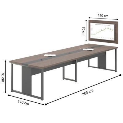 Mesa Para Reunião Com Painel De Tv Aires Freijó Preto