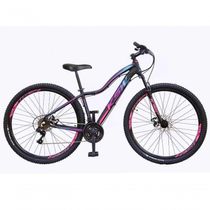 Bicicleta Feminina Aro 29 Ksw Mwza Alumínio 24v Câmbios Shimano Garfo Suspensão Preto-pink-azul 17
