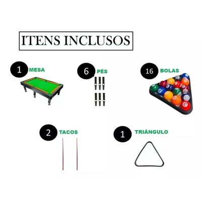 Mesa Bilhar Sinuca Infantil Portátil Snooker Kit Completo