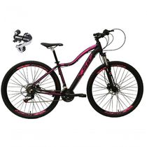 Bicicleta Aro 29 Ksw Mwza 24v Câmbio Shimano Acera K7 Garfo Trava Freio A Disco - Preto/rosa Tam.15
