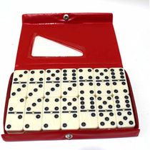 Jogo De Dominó  De Osso Estojo Com 28 Peças Vermelho