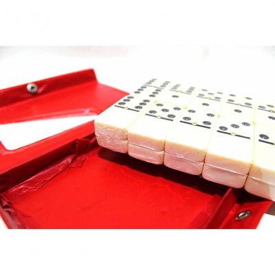 Jogo De Dominó  De Osso Estojo Com 28 Peças Vermelho