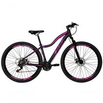 Bicicleta Feminina Aro 29 Ksw Mwza Alumínio 27v K7 Freio Disco Mecânico - Preto-rosa Tam.17