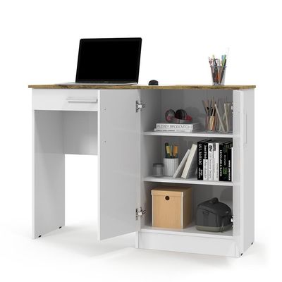 Mesa Computador Com Portas E Gavetas Space Branco/nature - Patrimar