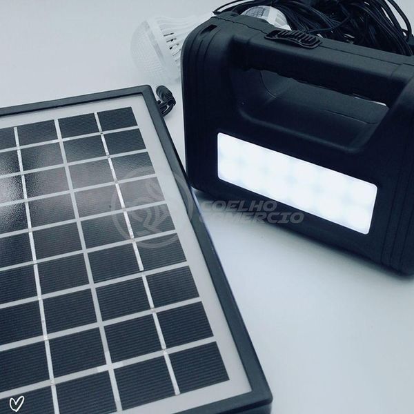Kit Lanterna Placa Solar Carregador Portatil Emergência