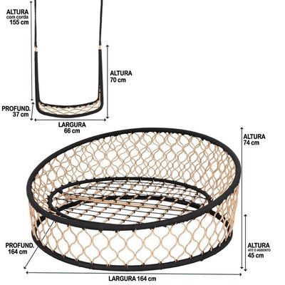 1 Chaise Balanço Mesa Corda Náutica