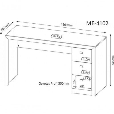 Mesa Para Escritório Home Office Me4102 Mdp Amendoa