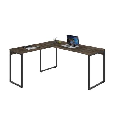 Mesa Em L Diretor 150X150X75Cm Carvalho Dark/Preta