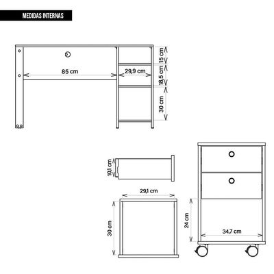 Kit Conjunto Escritório Mesa E Gaveteiro Marrom Sky Caemmun