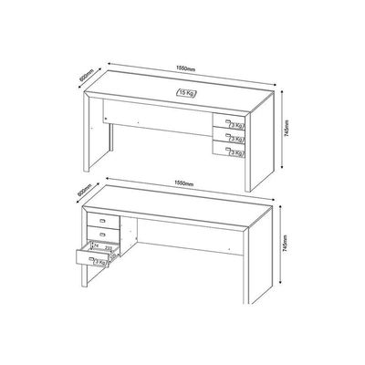 Mesa de Computador ME4113 c/ 3 Gavetas Amêndoa - Tecno Mobili