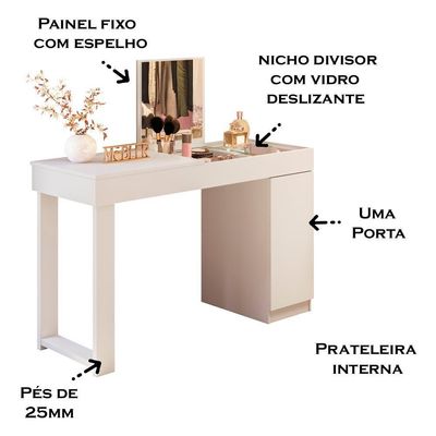 Escrivaninha Penteadeira Marih 121 Cm Branco Mbl Branco