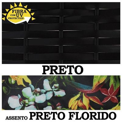 Balanço Suspenso Ninho Suporte Almofada Preto Florido Preto