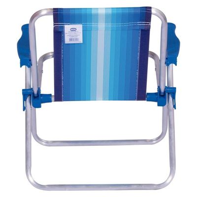 Cadeira De Praia Alta Infantil Cores Dobrável Alumínio Mor Cor:azul Azul
