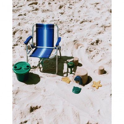 Cadeira De Praia Alta Infantil Cores Dobrável Alumínio Mor Cor:azul Azul