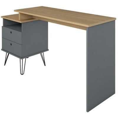 Escrivaninha Plus Home Office 2 Gavetas Olmo-grafito