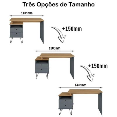 Escrivaninha Plus Home Office 2 Gavetas Olmo-grafito