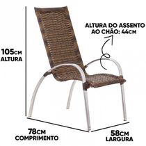 Jogo 3 Cadeiras Mesa Alumínio P/ área Piscina E Jardim Trama Argila