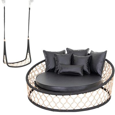 1 Chaise 1 Balanço Suspenso Alumínio Corda Náutica