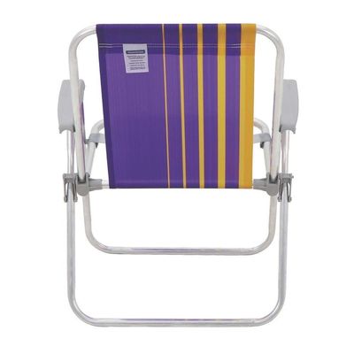 Cadeira De Praia Tramontina Samoa Alta Em Alumínio Com Assento Roxo E Amarelo Tramontina