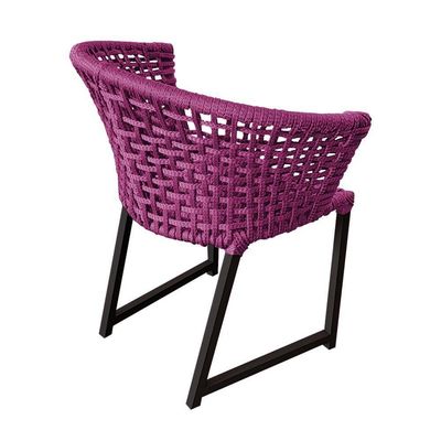 Kit 4 Cadeiras Salinas Corda Náutica Base Em Alumínio Preto-rosa - Cor: Rosa