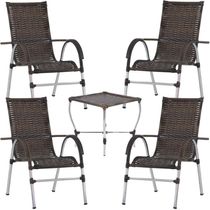 Conjunto De 4 Cadeiras E Mesa De Centro Trama  Argila