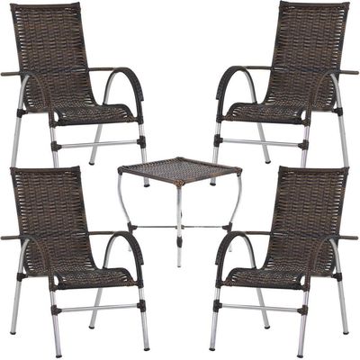 Conjunto De 4 Cadeiras E Mesa De Centro Trama  Argila