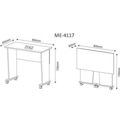 Mesa Com Rodizio Para Escritório Me4117 Mdp Amendoa
