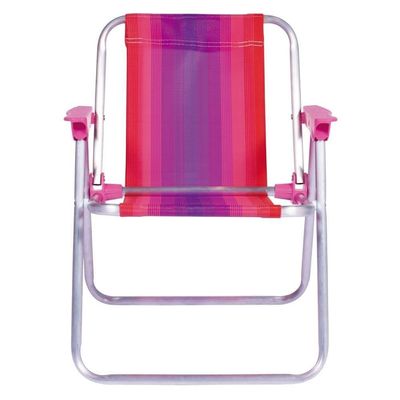 Cadeira De Praia Alta Infantil Cores Dobrável Alumínio Mor Cor:rosa Rosa