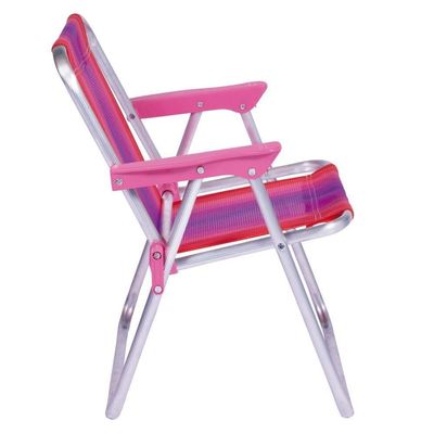 Cadeira De Praia Alta Infantil Cores Dobrável Alumínio Mor Cor:rosa Rosa